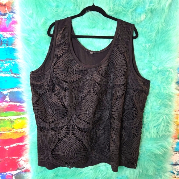 Lane Bryant Tops - Lane Bryant Black Sleeveless Embroidered, Sleeveless Top Size 26/28